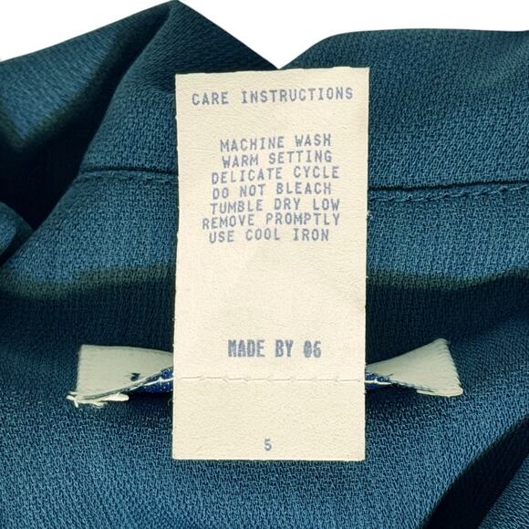 Vintage 80s Henry Lee Button Front Shirtdress Size 14 Teal Career Lined Midi USA - Picture 8 of 8